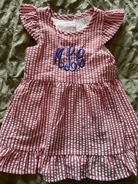 ‘MLC’ Monogram Seersucker Dress